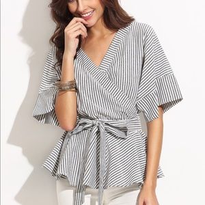 Peplum Self-Tie Blouse